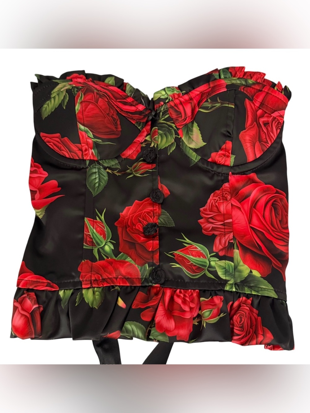 Sugar Thrillz Corset S La Bella Vita Satin Ribbon Roses